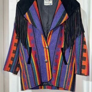 PIONEER Vibrant Striped Fringe Cape